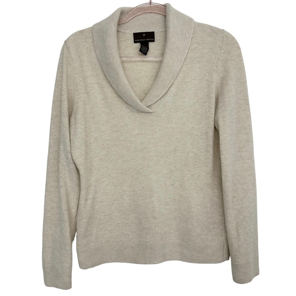Vintage Angora Lambswool Knit Sweater Pullover Shawl Collar